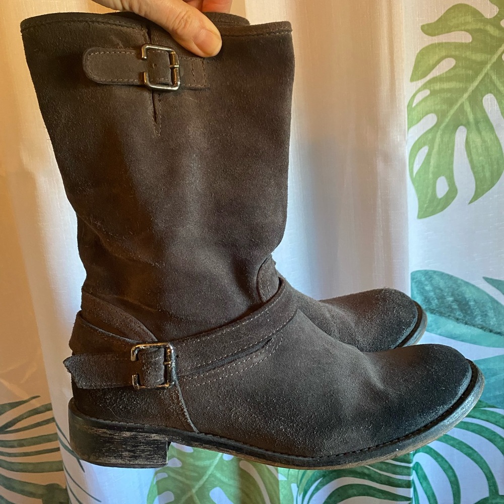Grey suede boots